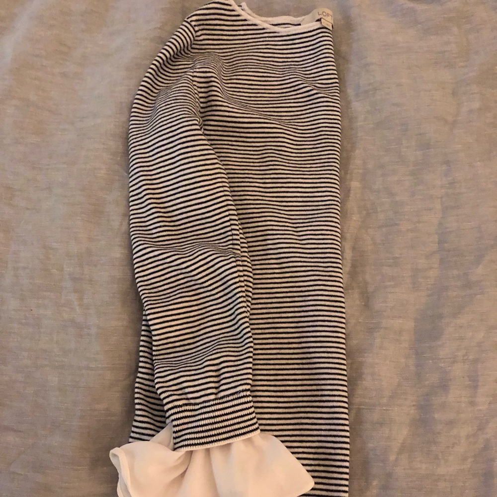 Black & White Loft Striped Long Sleeve Shirt